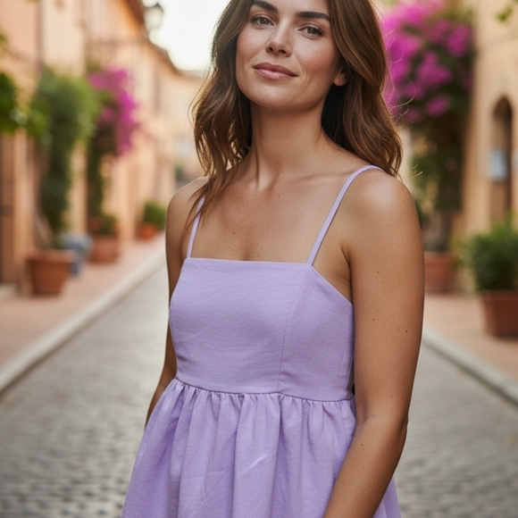 Shein Mod Lavender womans Size 8 medium Bow Tie‎ Blouse Women  100% Polyester - Picture 3 of 10